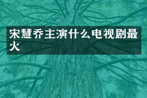 宋慧乔主演什么电视剧最火