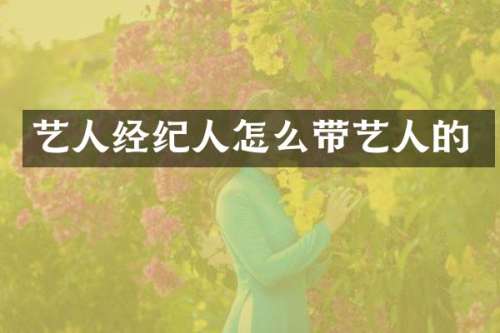 艺人经纪人怎么带艺人的