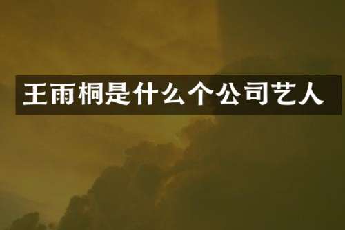 王雨桐是什么个公司艺人