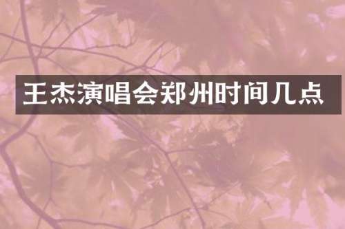 王杰演唱会郑州时间几点