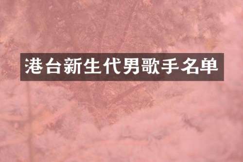 港台新生代男歌手名单