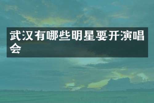 武汉有哪些明星要开演唱会
