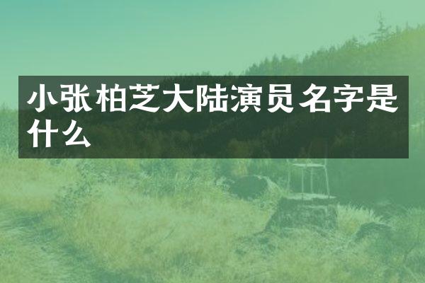 小张柏芝大陆演员名字是什么