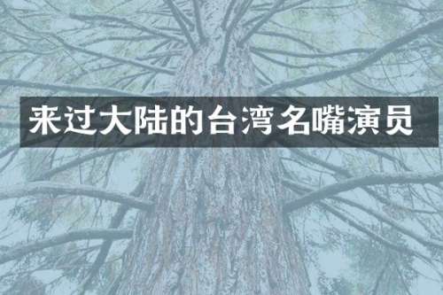 来过大陆的台湾名嘴演员