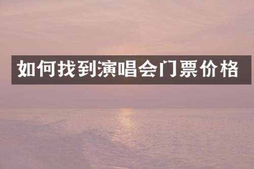 如何找到演唱会门票价格