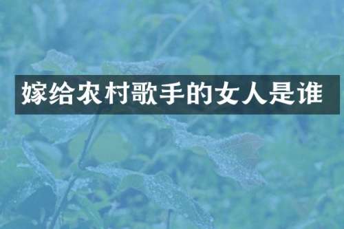 嫁给农村歌手的女人是谁