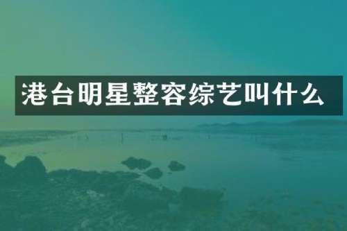 港台明星整容综艺叫什么