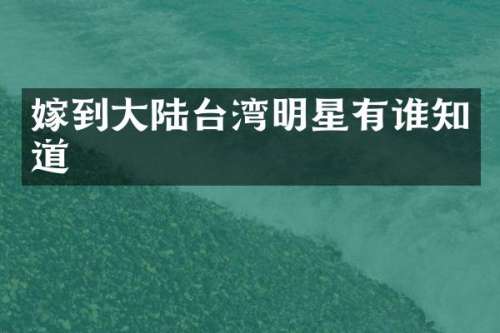 嫁到大陆台湾明星有谁知道