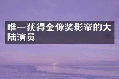 唯一获得金像奖影帝的大陆演员