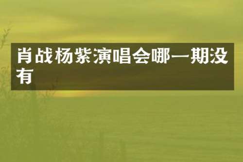 肖战杨紫演唱会哪一期没有