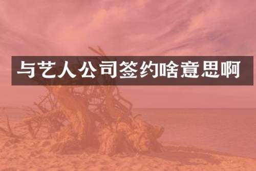 与艺人公司签约啥意思啊