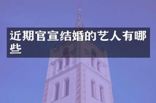 近期官宣结婚的艺人有哪些