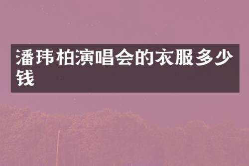 潘玮柏演唱会的衣服多少钱