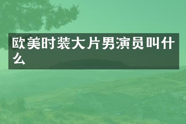 欧美时装大片男演员叫什么