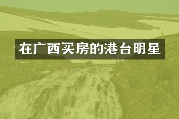 在广西买房的港台明星