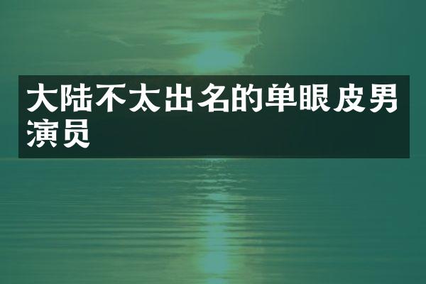 大陆不太出名的单眼皮男演员