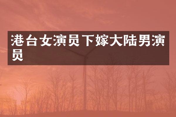 港台女演员下嫁大陆男演员