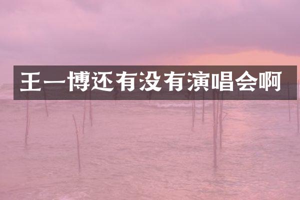 王一博还有没有演唱会啊