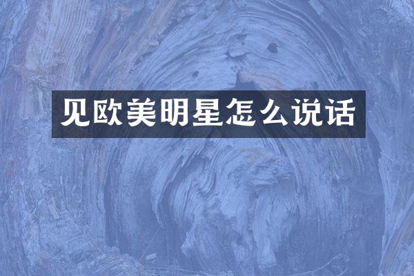 见欧美明星怎么说话