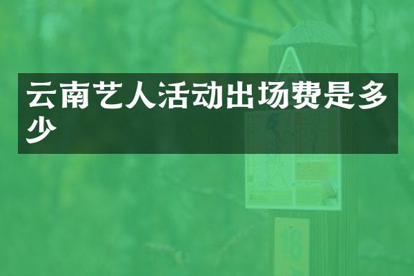 云南艺人活动出场费是多少