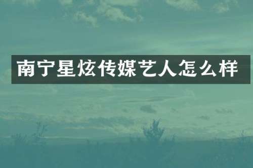 南宁星炫传媒艺人怎么样