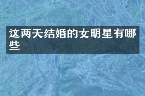 这两天结婚的女明星有哪些