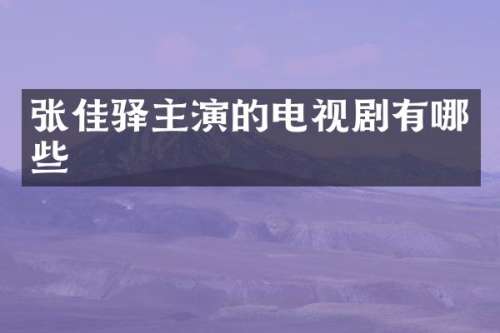 张佳驿主演的电视剧有哪些