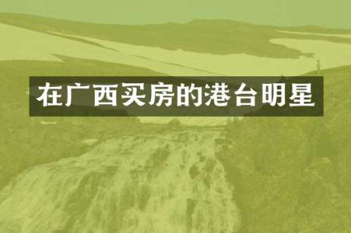 在广西买房的港台明星