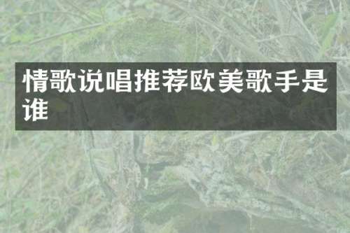 情歌说唱推荐欧美歌手是谁
