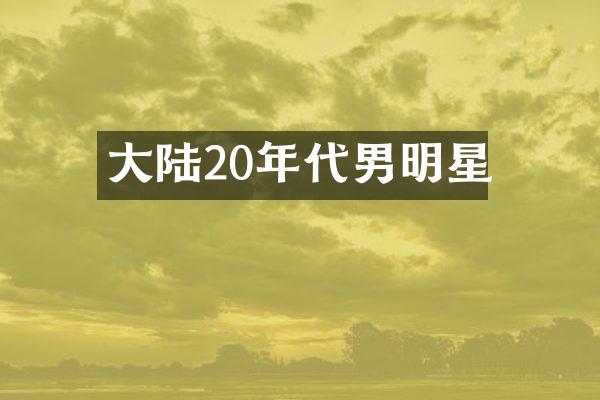 大陆20年代男明星