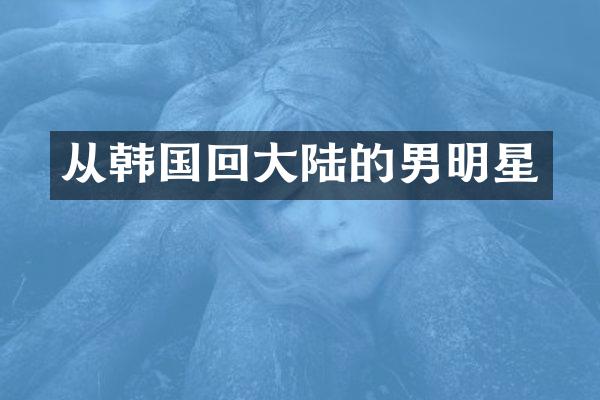 从韩国回大陆的男明星