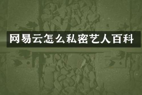 网易云怎么私密艺人百科