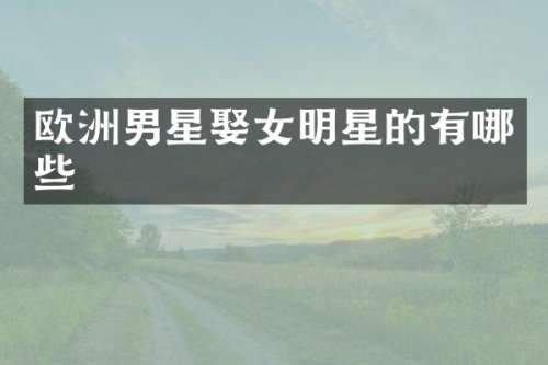 欧洲男星娶女明星的有哪些