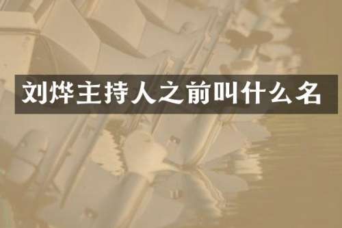 刘烨主持人之前叫什么名