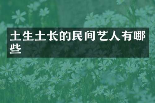 土生土长的民间艺人有哪些
