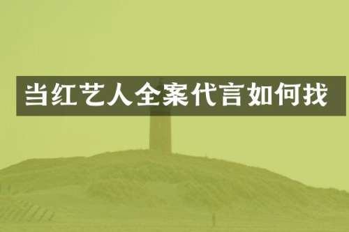 当红艺人全案代言如何找