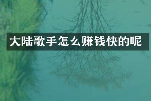 大陆歌手怎么赚钱快的呢