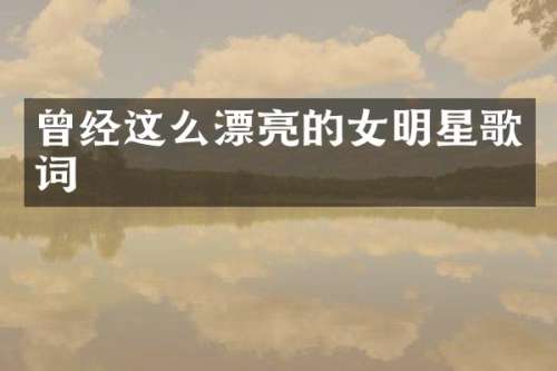 曾经这么漂亮的女明星歌词