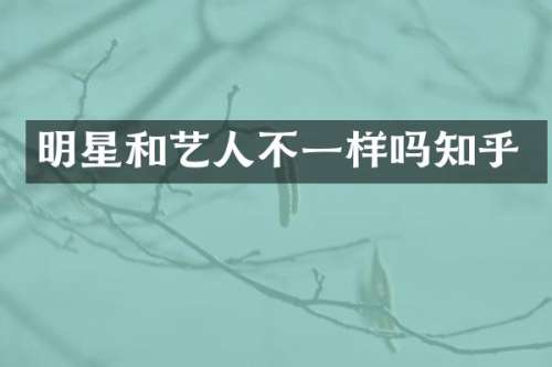 明星和艺人不一样吗知乎