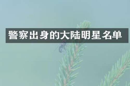 警察出身的大陆明星名单