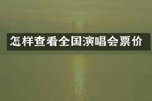 怎样查看全国演唱会票价