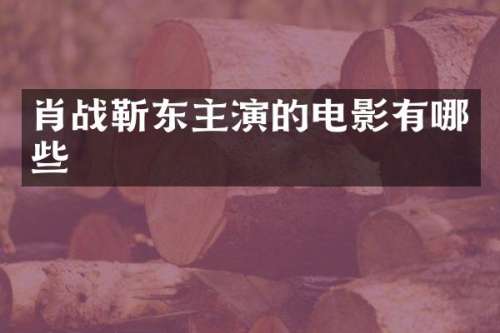 肖战主演的电影有哪些