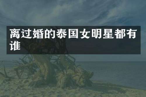 离过婚的泰国女明星都有谁