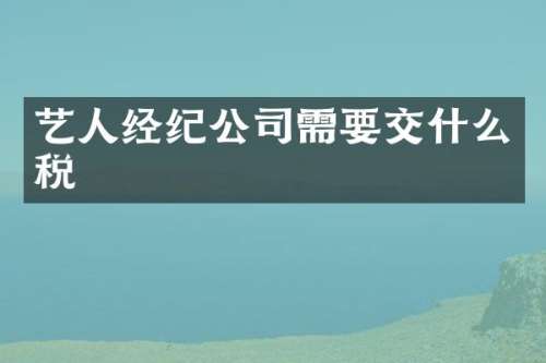 艺人经纪公司需要交什么税