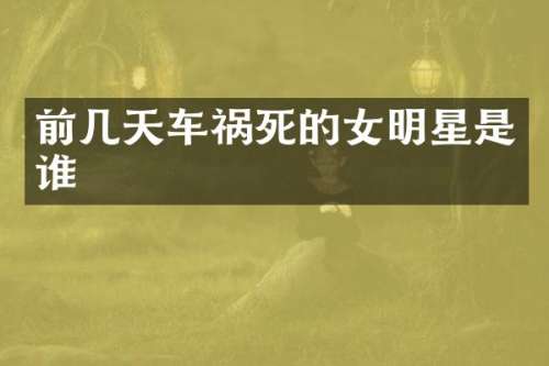 前几天车祸死的女明星是谁