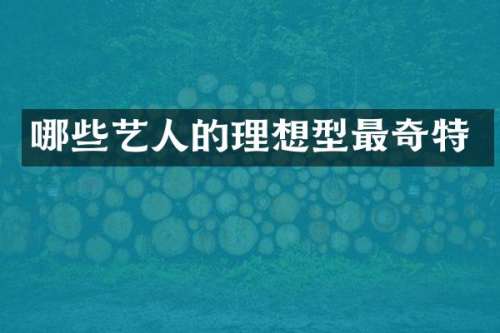 哪些艺人的理想型最奇特