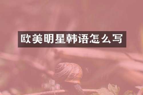 欧美明星韩语怎么写