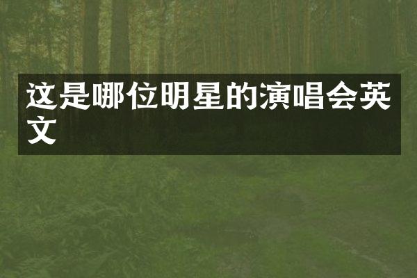 这是哪位明星的演唱会英文