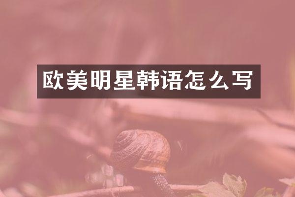 欧美明星韩语怎么写