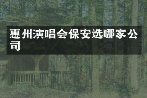 惠州演唱会保安选哪家公司